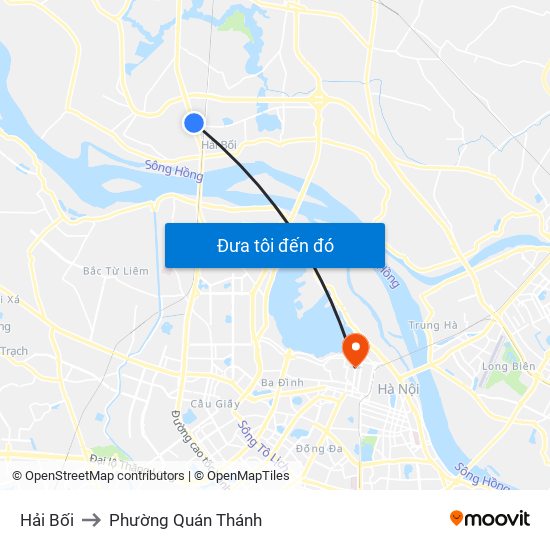 Hải Bối to Phường Quán Thánh map