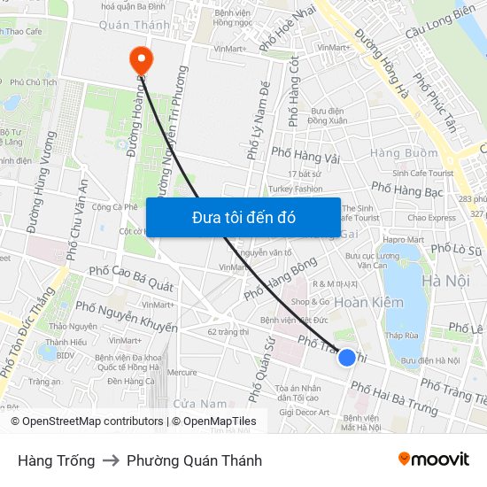 Hàng Trống to Phường Quán Thánh map