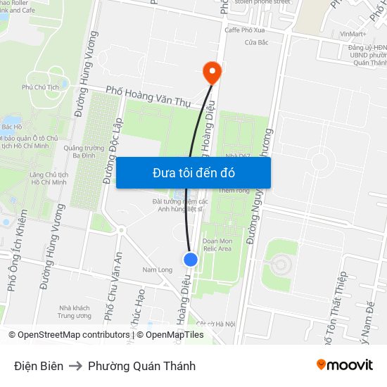 Điện Biên to Phường Quán Thánh map