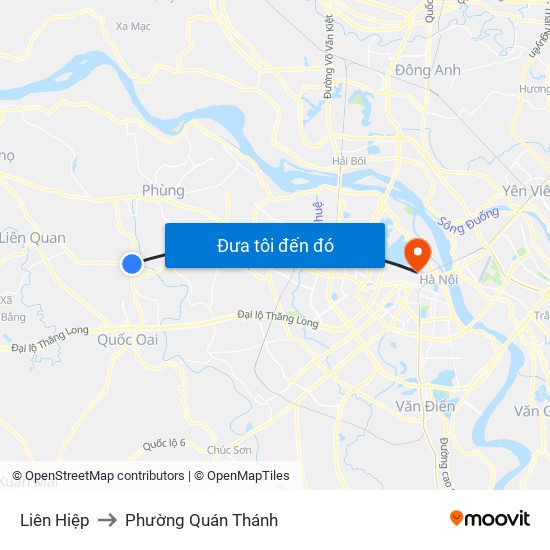 Liên Hiệp to Phường Quán Thánh map