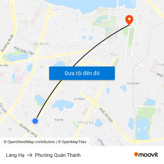 Láng Hạ to Phường Quán Thánh map