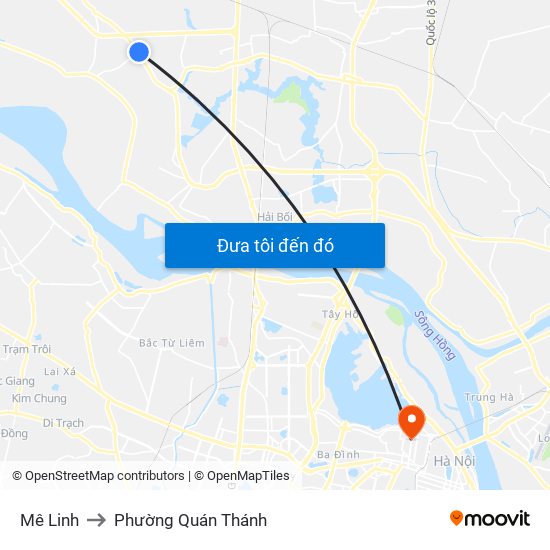 Mê Linh to Phường Quán Thánh map