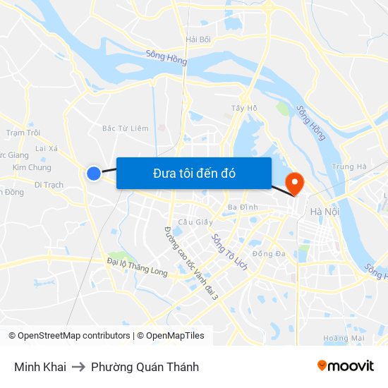 Minh Khai to Phường Quán Thánh map