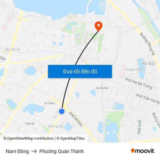 Nam Đồng to Phường Quán Thánh map
