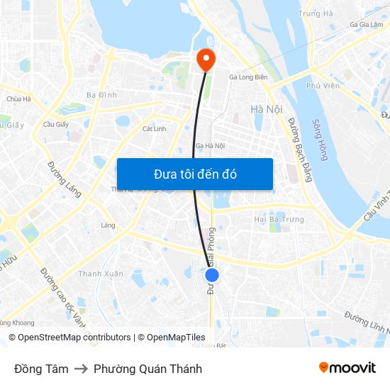 Đồng Tâm to Phường Quán Thánh map