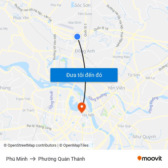 Phú Minh to Phường Quán Thánh map