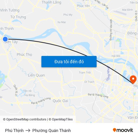 Phú Thịnh to Phường Quán Thánh map