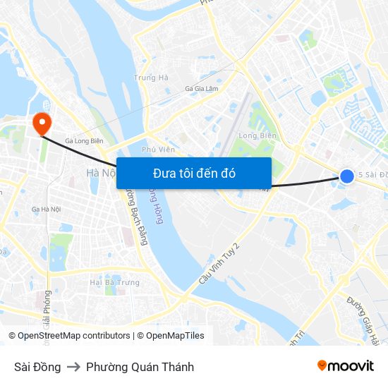 Sài Đồng to Phường Quán Thánh map