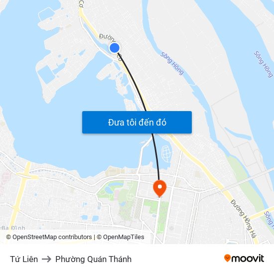 Tứ Liên to Phường Quán Thánh map