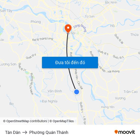 Tân Dân to Phường Quán Thánh map