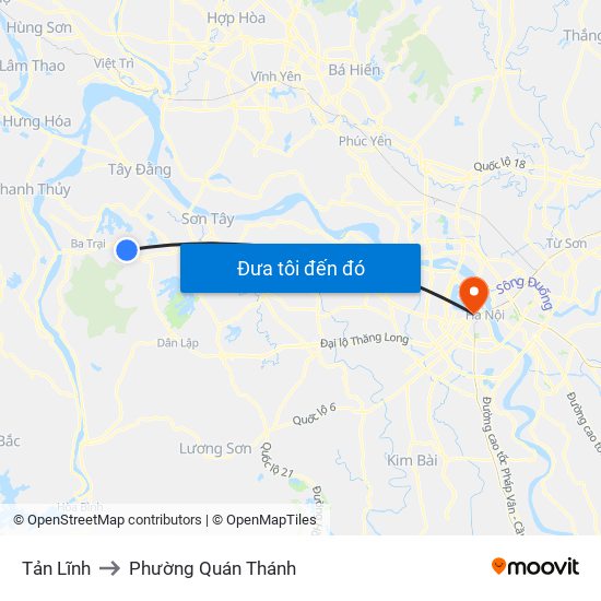 Tản Lĩnh to Phường Quán Thánh map