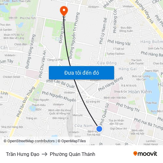 Trần Hưng Đạo to Phường Quán Thánh map