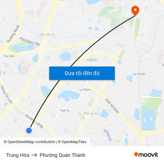 Trung Hòa to Phường Quán Thánh map