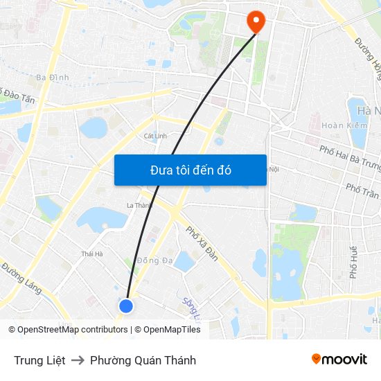 Trung Liệt to Phường Quán Thánh map