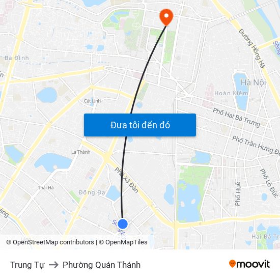 Trung Tự to Phường Quán Thánh map