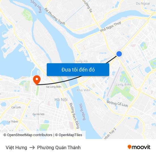 Việt Hưng to Phường Quán Thánh map