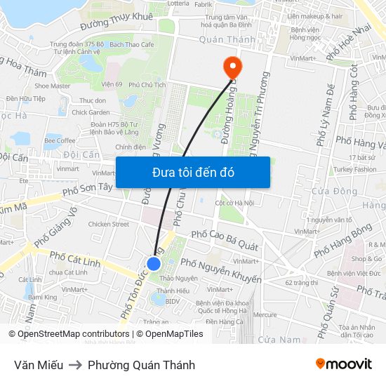 Văn Miếu to Phường Quán Thánh map