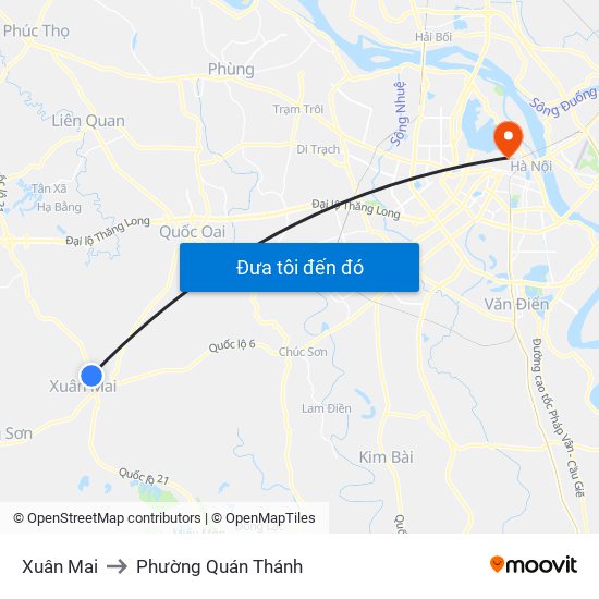 Xuân Mai to Phường Quán Thánh map