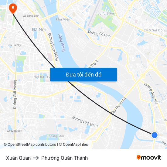 Xuân Quan to Phường Quán Thánh map