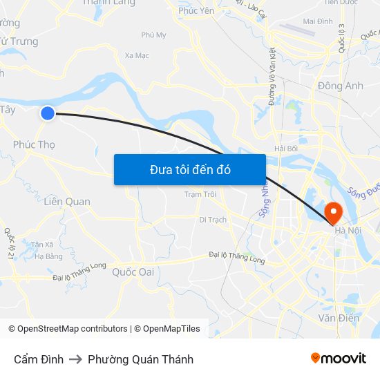 Cẩm Đình to Phường Quán Thánh map