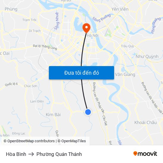 Hòa Bình to Phường Quán Thánh map