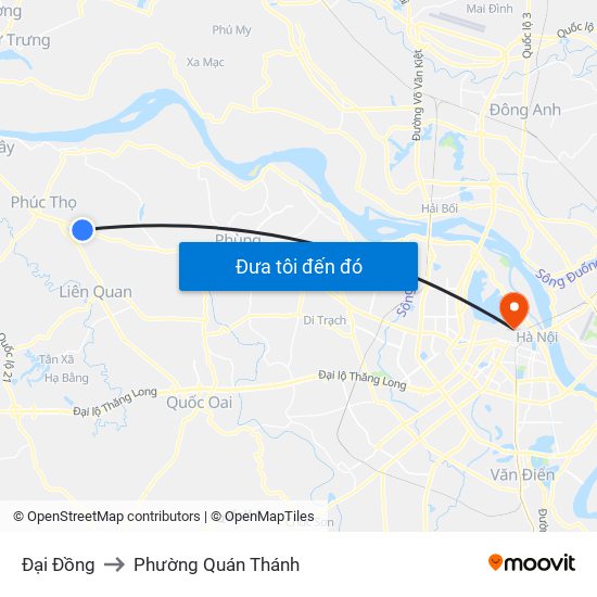 Đại Đồng to Phường Quán Thánh map