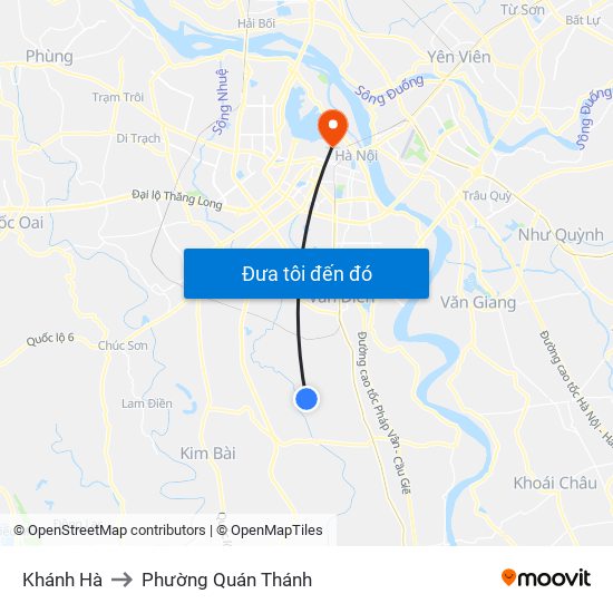 Khánh Hà to Phường Quán Thánh map