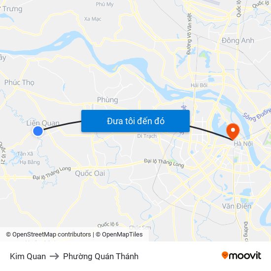 Kim Quan to Phường Quán Thánh map