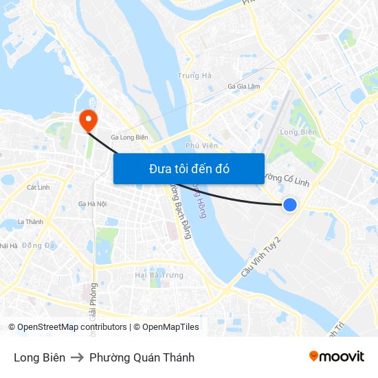 Long Biên to Phường Quán Thánh map