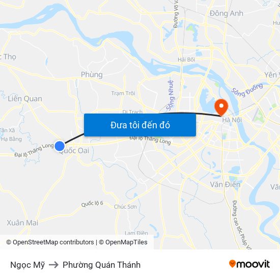 Ngọc Mỹ to Phường Quán Thánh map