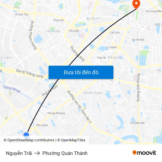 Nguyễn Trãi to Phường Quán Thánh map