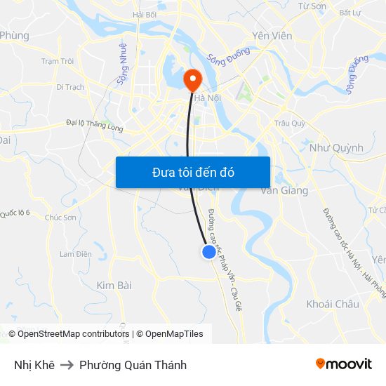 Nhị Khê to Phường Quán Thánh map