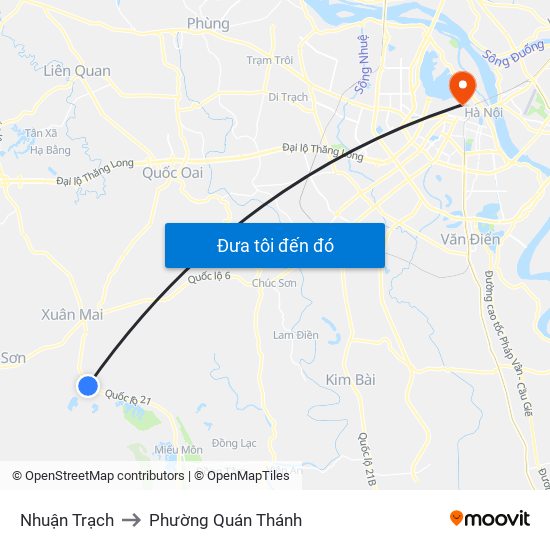 Nhuận Trạch to Phường Quán Thánh map