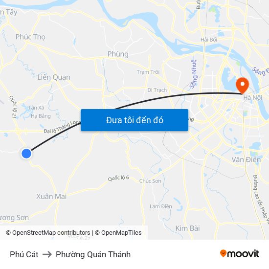 Phú Cát to Phường Quán Thánh map