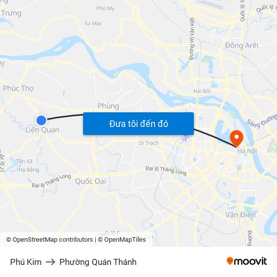 Phú Kim to Phường Quán Thánh map