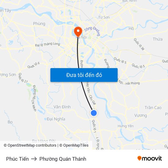 Phúc Tiến to Phường Quán Thánh map