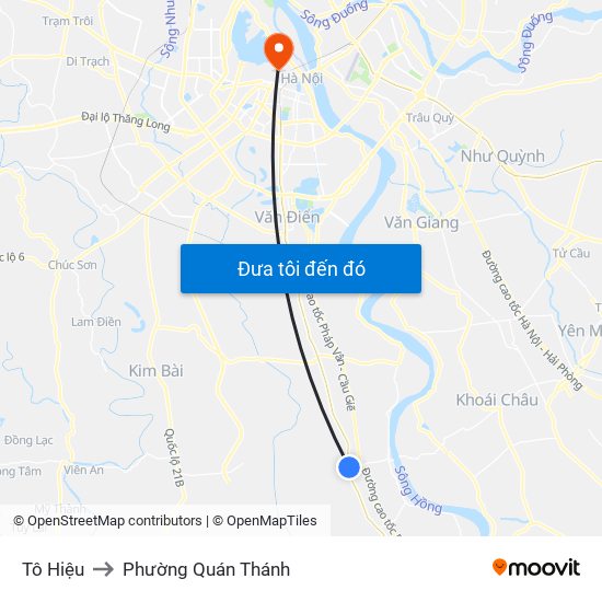 Tô Hiệu to Phường Quán Thánh map