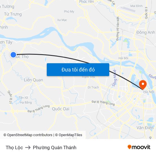 Thọ Lộc to Phường Quán Thánh map