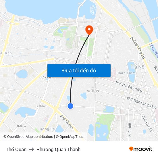 Thổ Quan to Phường Quán Thánh map