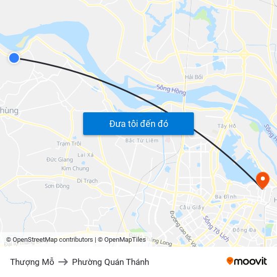 Thượng Mỗ to Phường Quán Thánh map