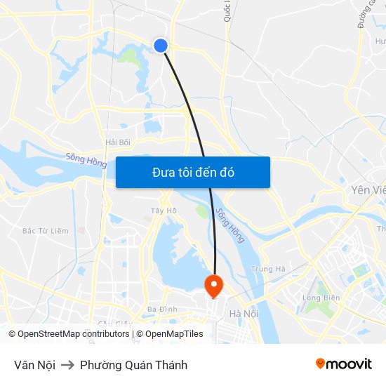 Vân Nội to Phường Quán Thánh map