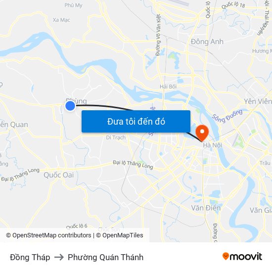 Đồng Tháp to Phường Quán Thánh map