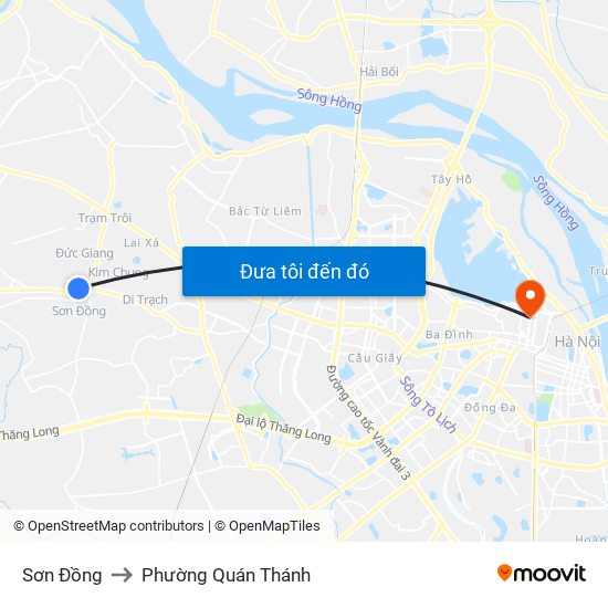 Sơn Đồng to Phường Quán Thánh map