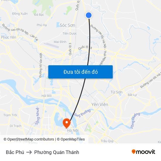 Bắc Phú to Phường Quán Thánh map