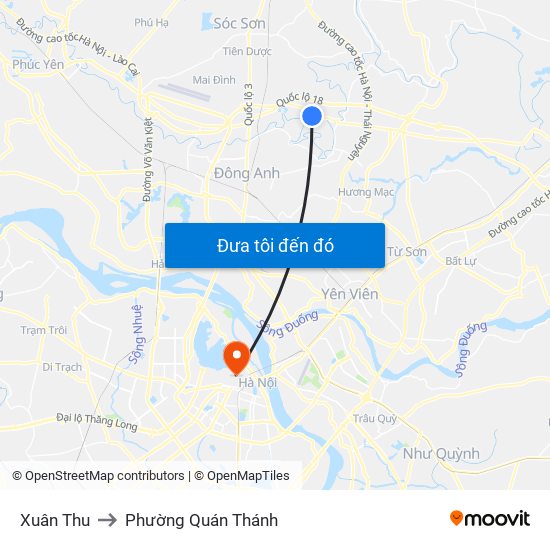 Xuân Thu to Phường Quán Thánh map