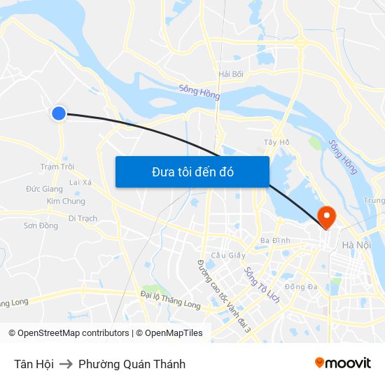 Tân Hội to Phường Quán Thánh map