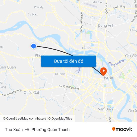 Thọ Xuân to Phường Quán Thánh map