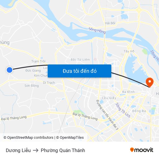 Dương Liễu to Phường Quán Thánh map