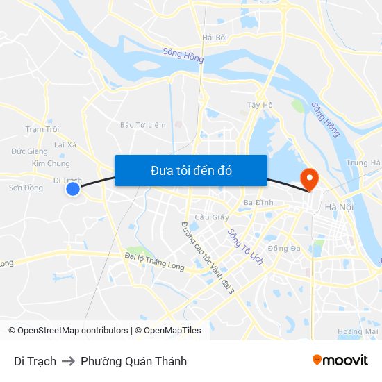 Di Trạch to Phường Quán Thánh map