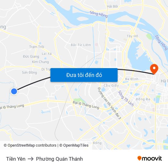 Tiền Yên to Phường Quán Thánh map